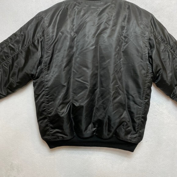 Arctic Pole Flight MA-1 Bomber Jacket Mens Size Large Black Orange Reversible - Picture 11 of 11